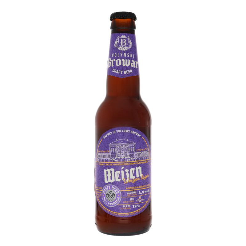 Пиво Volynski Browar Weizen світле 4.9% 0.35 л скло